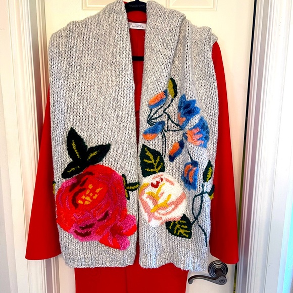 Nathalie Lete: Anthropologie Luxembourg Floral Gray scarf - Picture 5 of 8